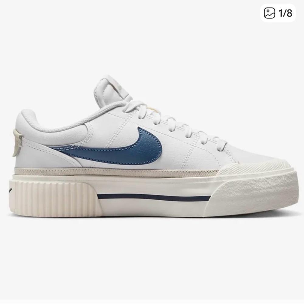 Nike Court Legacy White and Dark Blue  Sneakers - size 7 like new!
